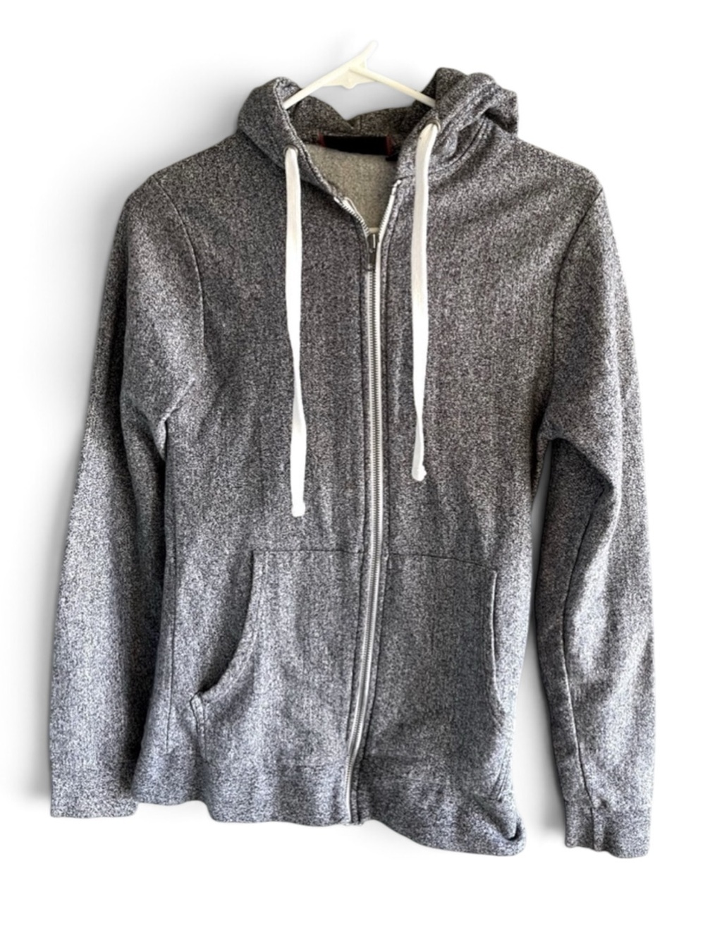 Gray/ White Full Zip Hoodie Sweatshirt Jacket